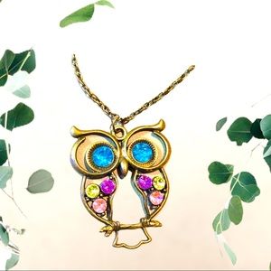 Owl Crystal Studded Necklace